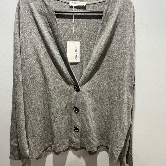 NWT LA RELAXED Women's Jersey Gray Cardigan Sweater Organic Cotton Blend,Size XL - Picture 8 of 8
